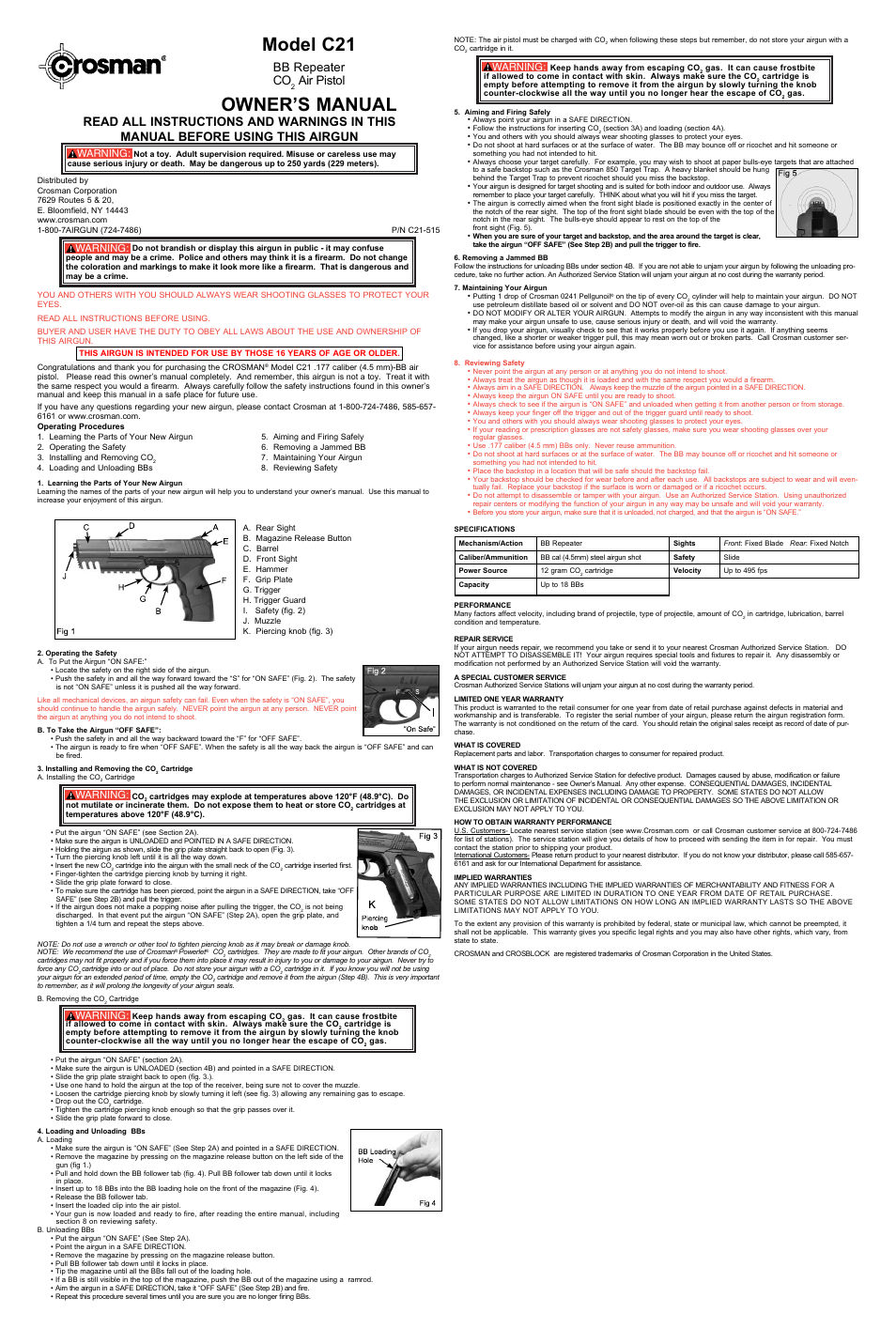 Crosman C21 User Manual | 3 pages