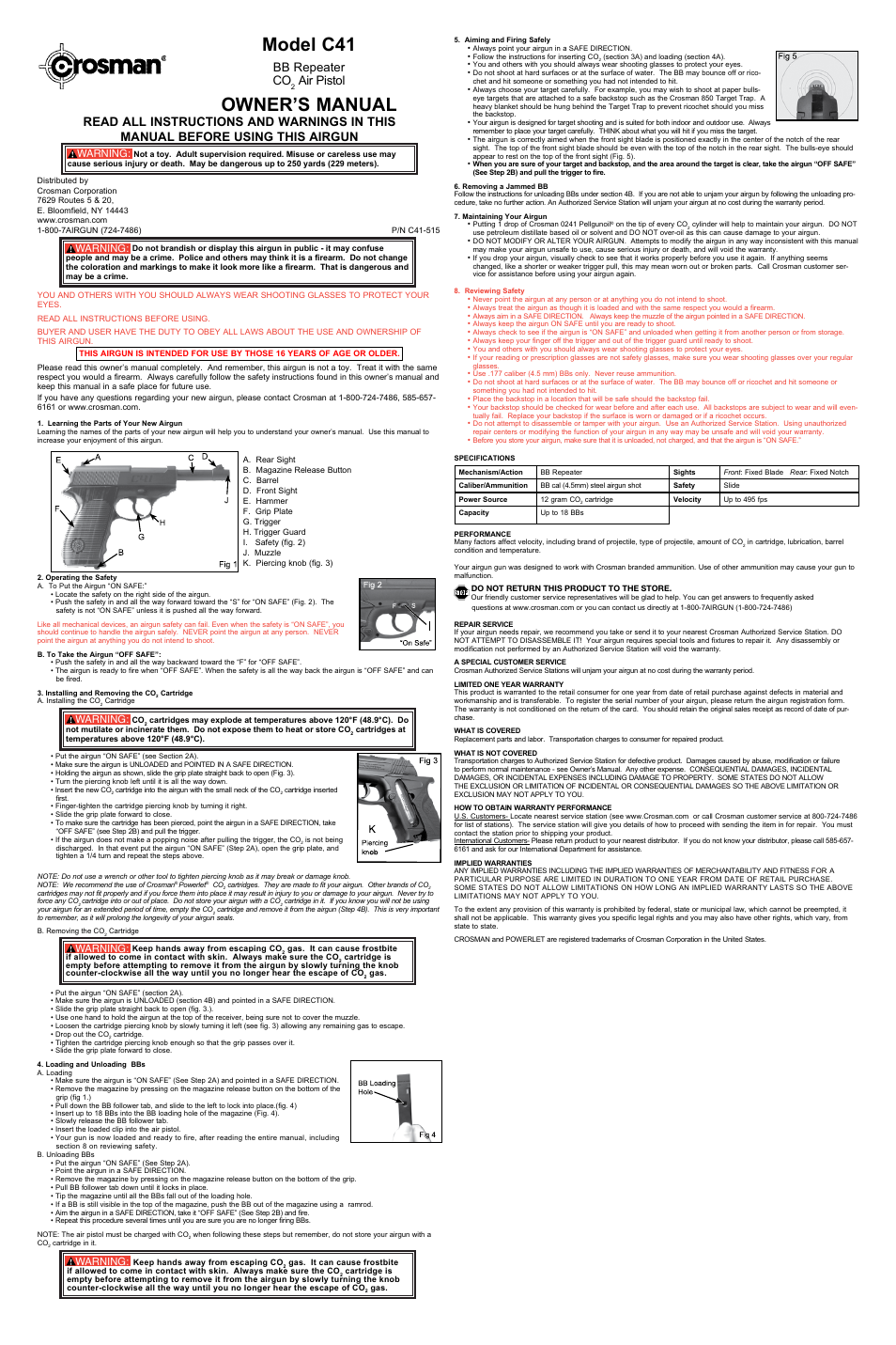 Crosman C41 User Manual | 3 pages