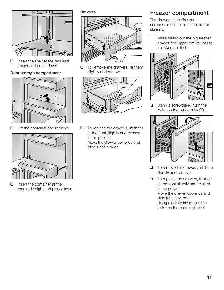 Freezer compartment | Bosch B36IB User Manual | Page 11 / 86