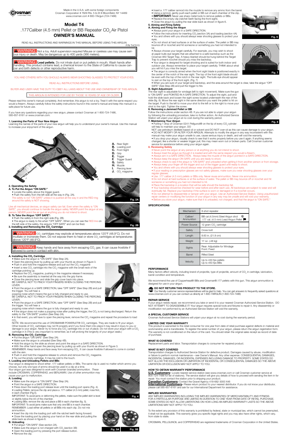 Crosman T4 User Manual | 3 pages