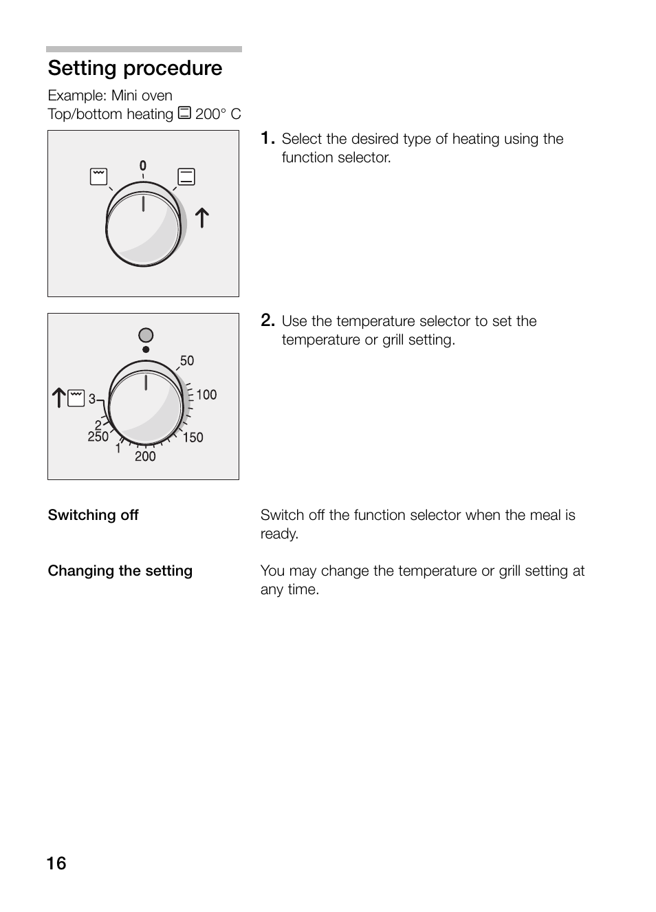 Setting procedure | Bosch HBN 13M5.O User Manual | Page 16 / 48