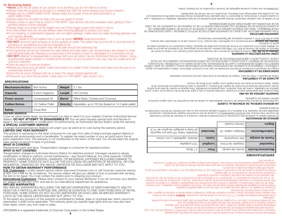 Crosman BP2220 User Manual | Page 8 / 8