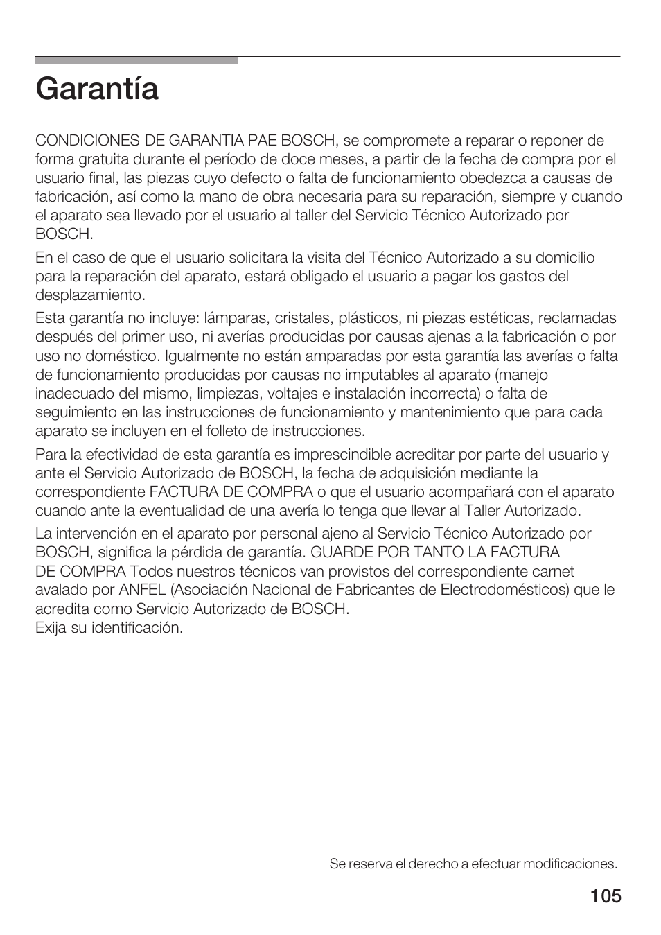 Garantía | Bosch AUTOMATIC COFFEE CENTRE TCA 6301 UC User Manual | Page 105 / 108