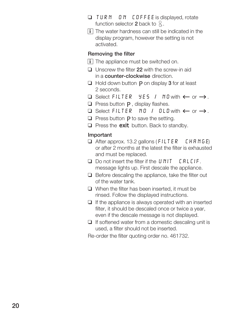 Bosch AUTOMATIC COFFEE CENTRE TCA 6301 UC User Manual | Page 20 / 108