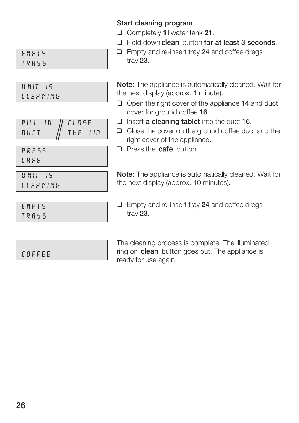 Bosch AUTOMATIC COFFEE CENTRE TCA 6301 UC User Manual | Page 26 / 108