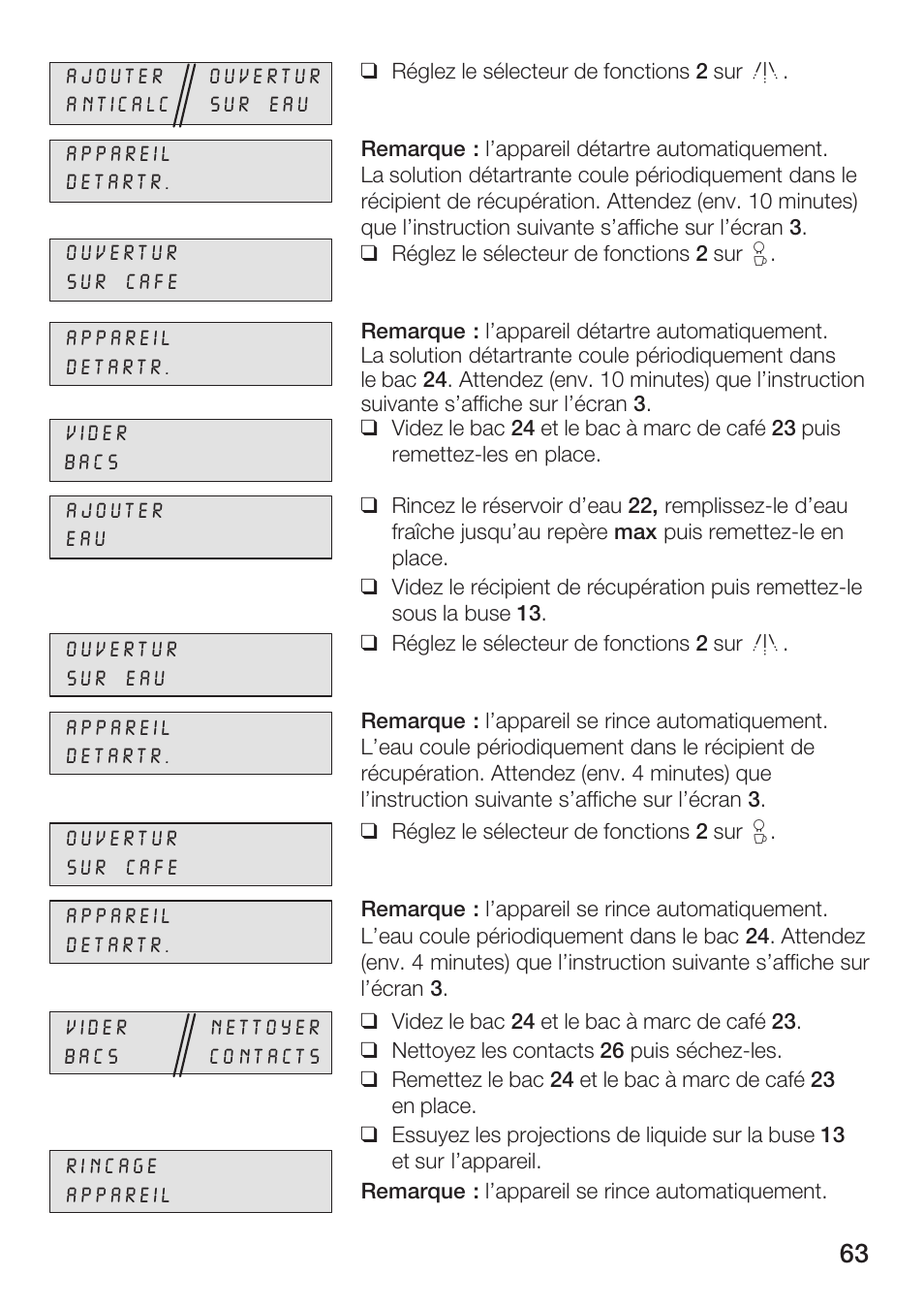 Bosch AUTOMATIC COFFEE CENTRE TCA 6301 UC User Manual | Page 63 / 108