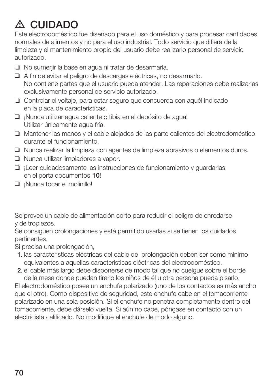 D cuidado | Bosch AUTOMATIC COFFEE CENTRE TCA 6301 UC User Manual | Page 70 / 108