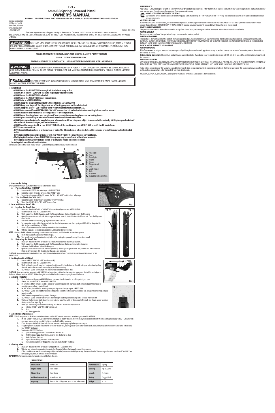 Crosman 1912 User Manual | 3 pages