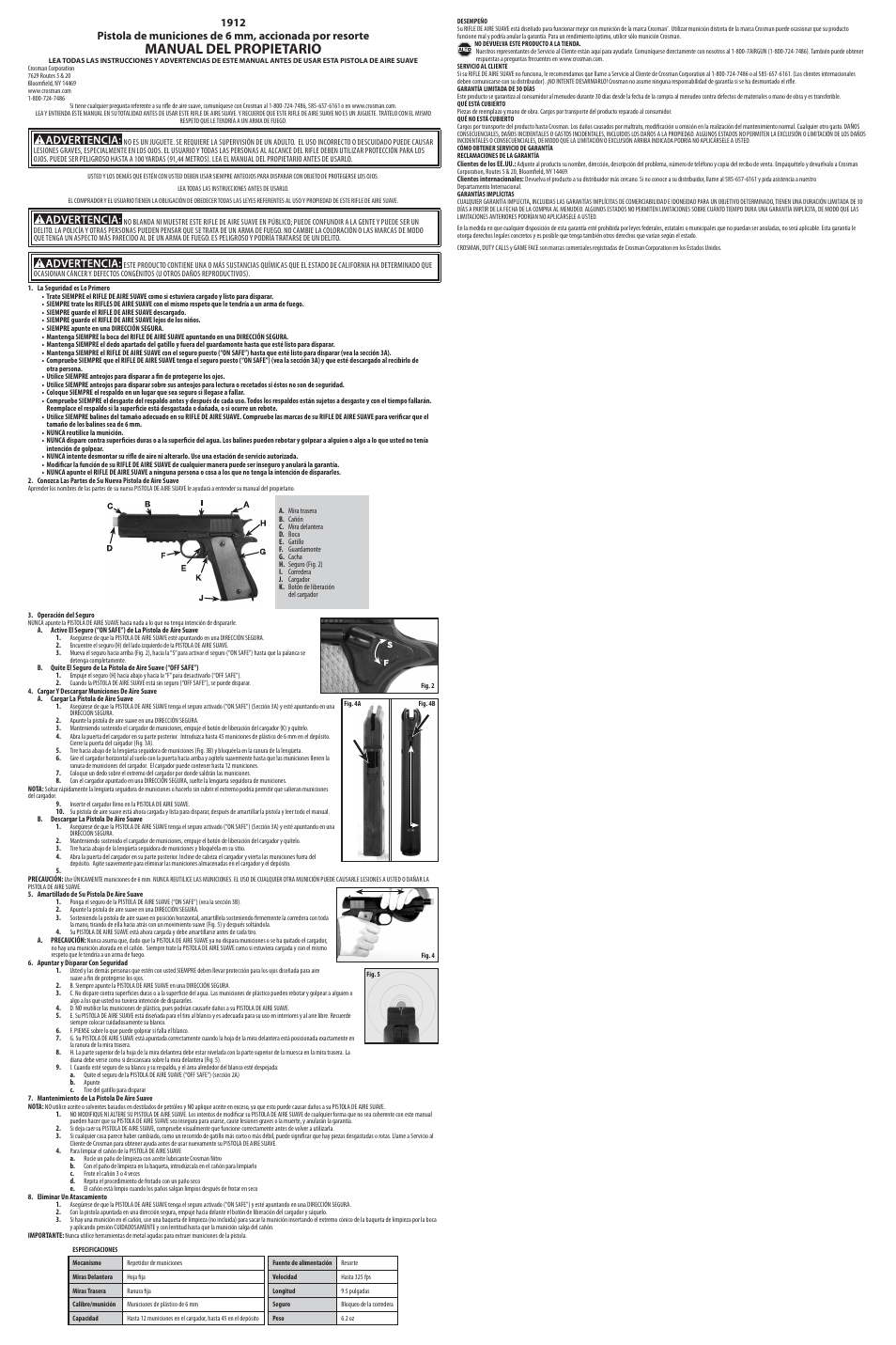 Manual del propietario | Crosman 1912 User Manual | Page 2 / 3