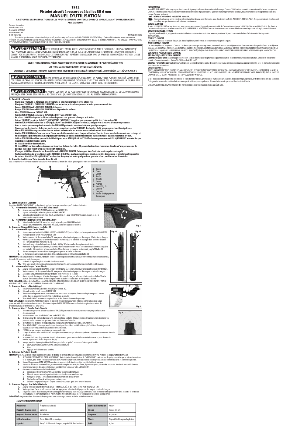 Manuel d’utilisation | Crosman 1912 User Manual | Page 3 / 3