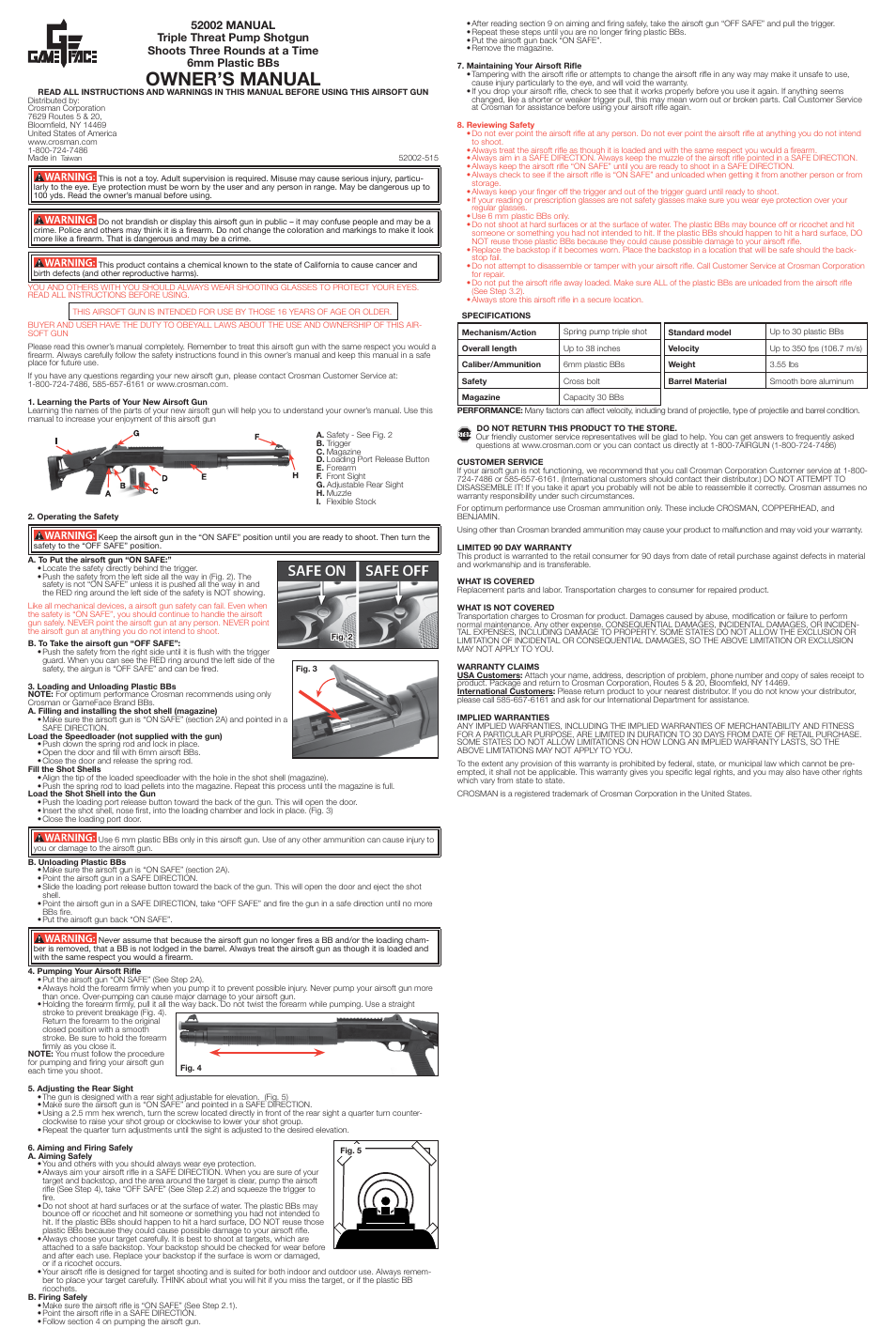Crosman 52002 User Manual | 3 pages