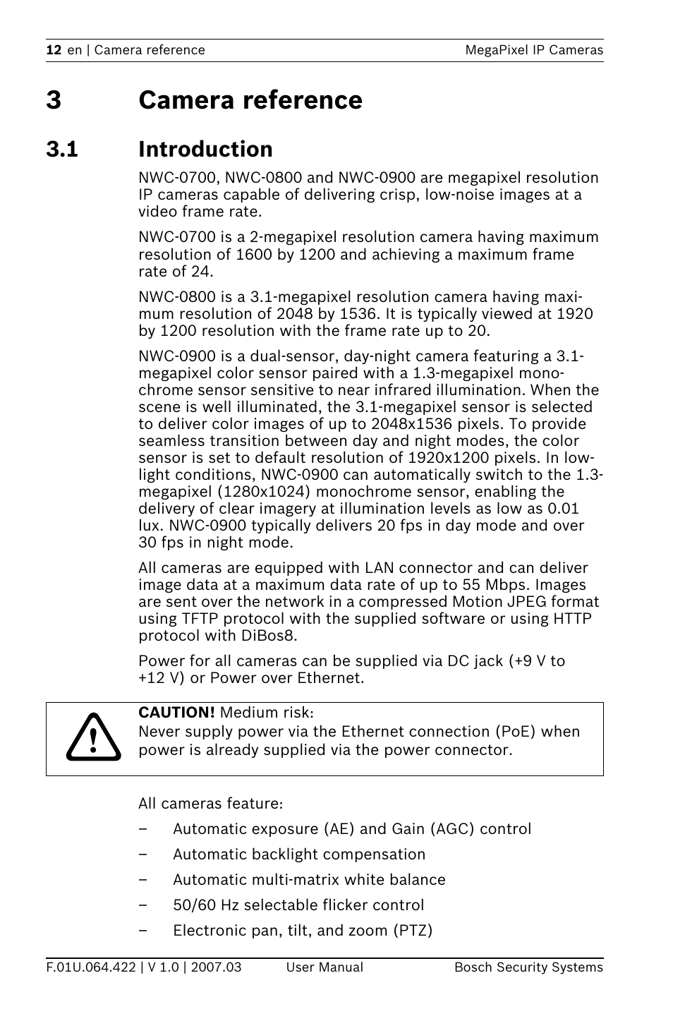 3camera reference, 1 introduction | Bosch MegaPixel IP Camera NWC-0900 User Manual | Page 14 / 46