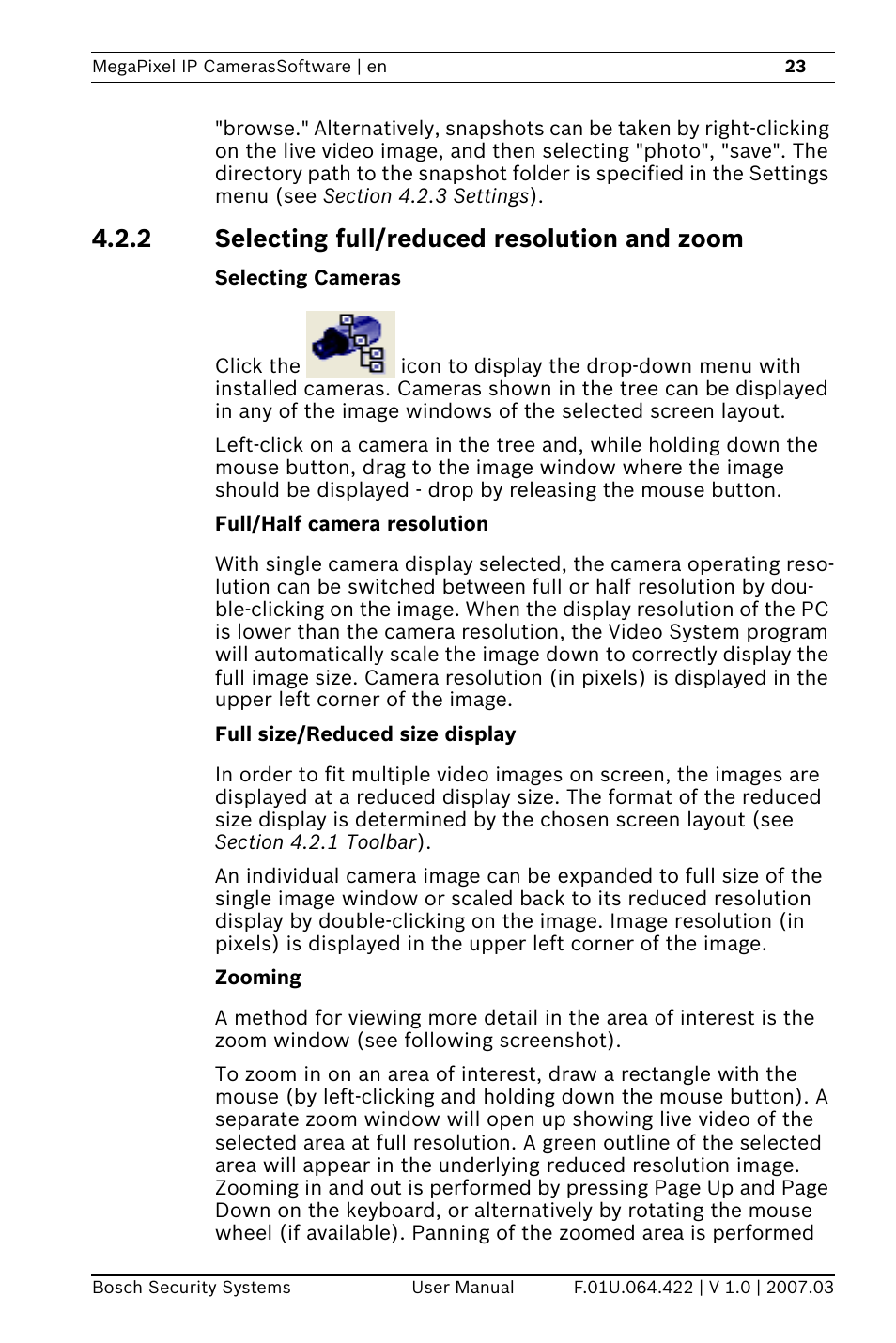 2 selecting full/reduced resolution and zoom | Bosch MegaPixel IP Camera NWC-0900 User Manual | Page 25 / 46