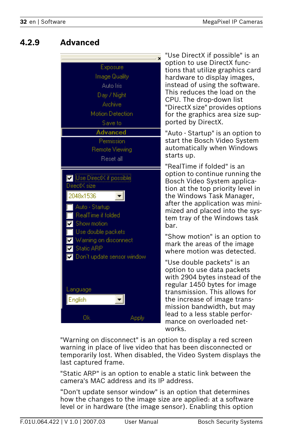 9 advanced | Bosch MegaPixel IP Camera NWC-0900 User Manual | Page 34 / 46