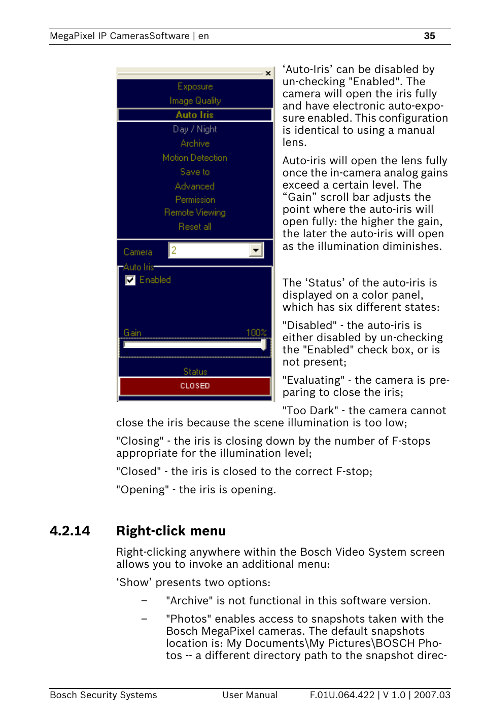 14 right-click menu | Bosch MegaPixel IP Camera NWC-0900 User Manual | Page 37 / 46