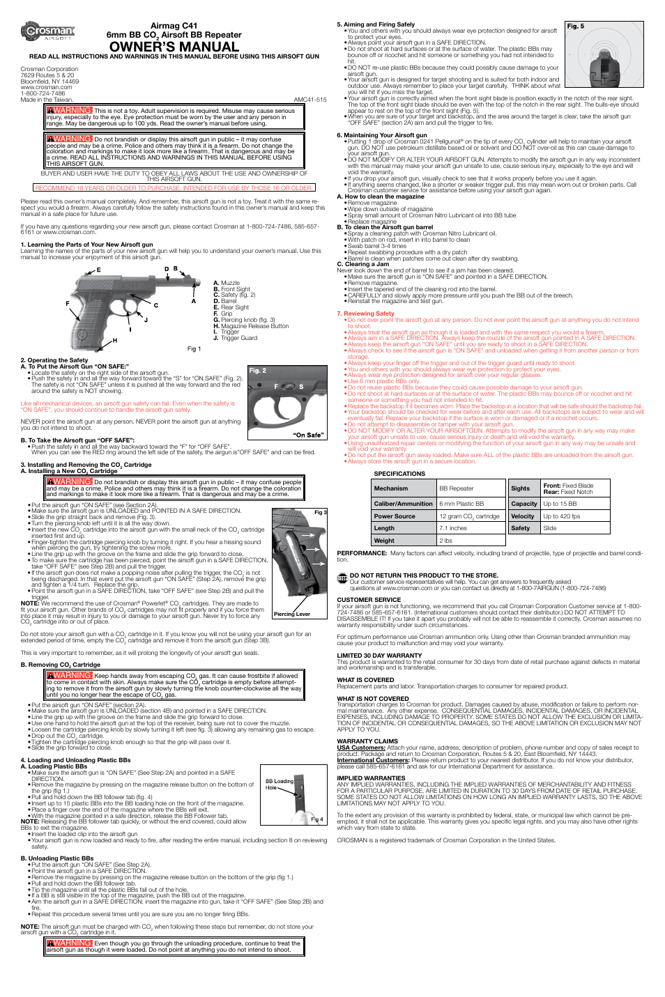 Crosman AMC41 User Manual | 2 pages