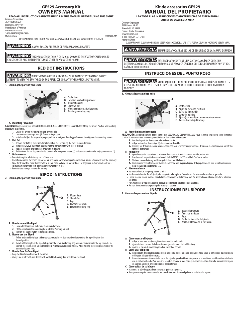 Crosman ANG529S User Manual | 2 pages
