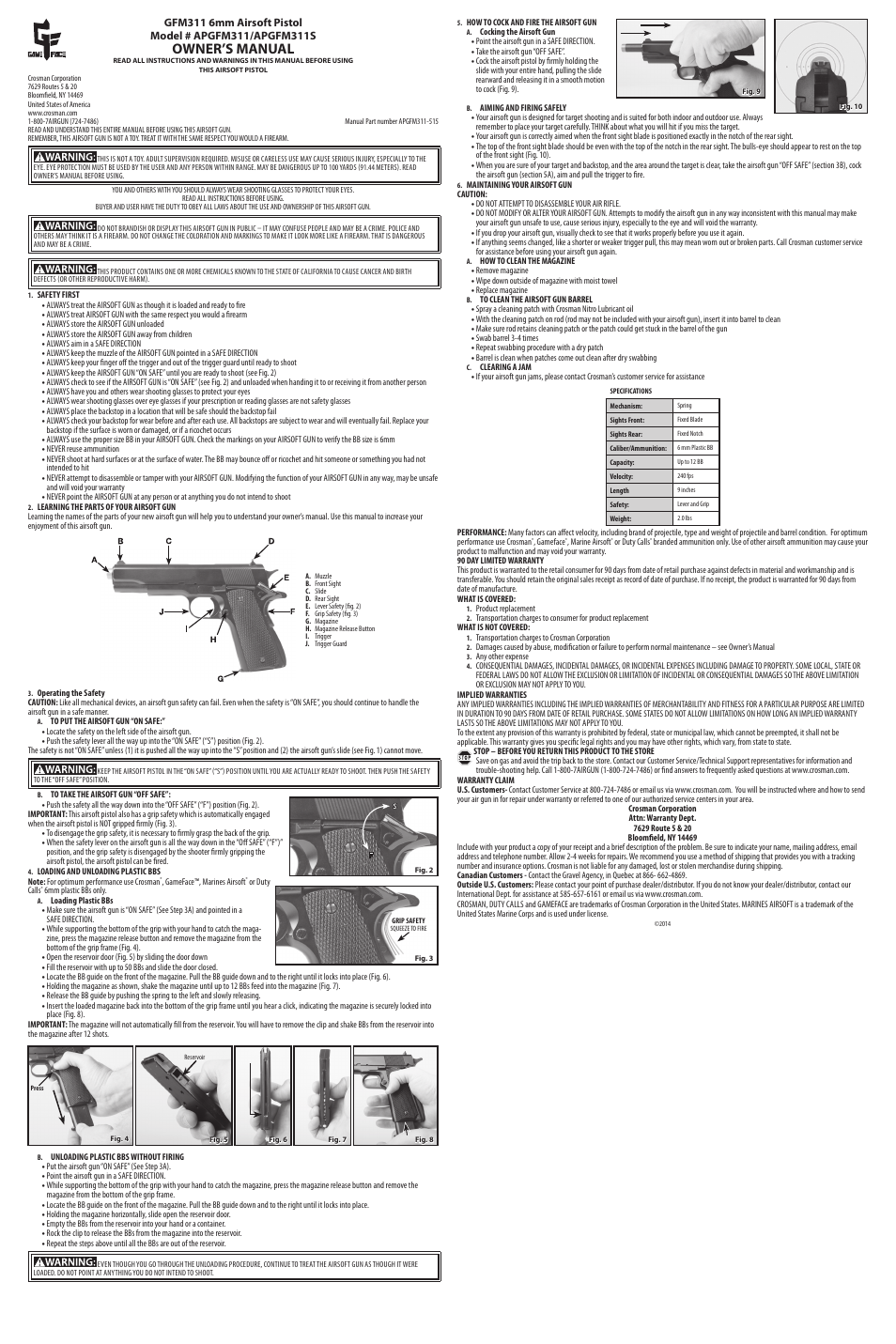 Crosman APGRM311F User Manual | 3 pages