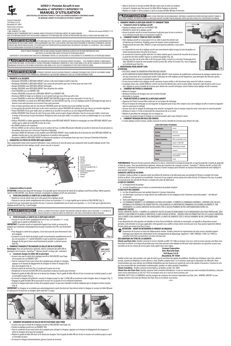 Manuel d’utilisation | Crosman APGRM311F User Manual | Page 2 / 3