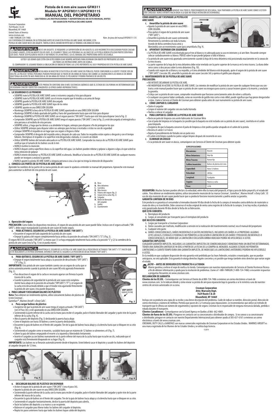 Manual del propietario | Crosman APGRM311F User Manual | Page 3 / 3