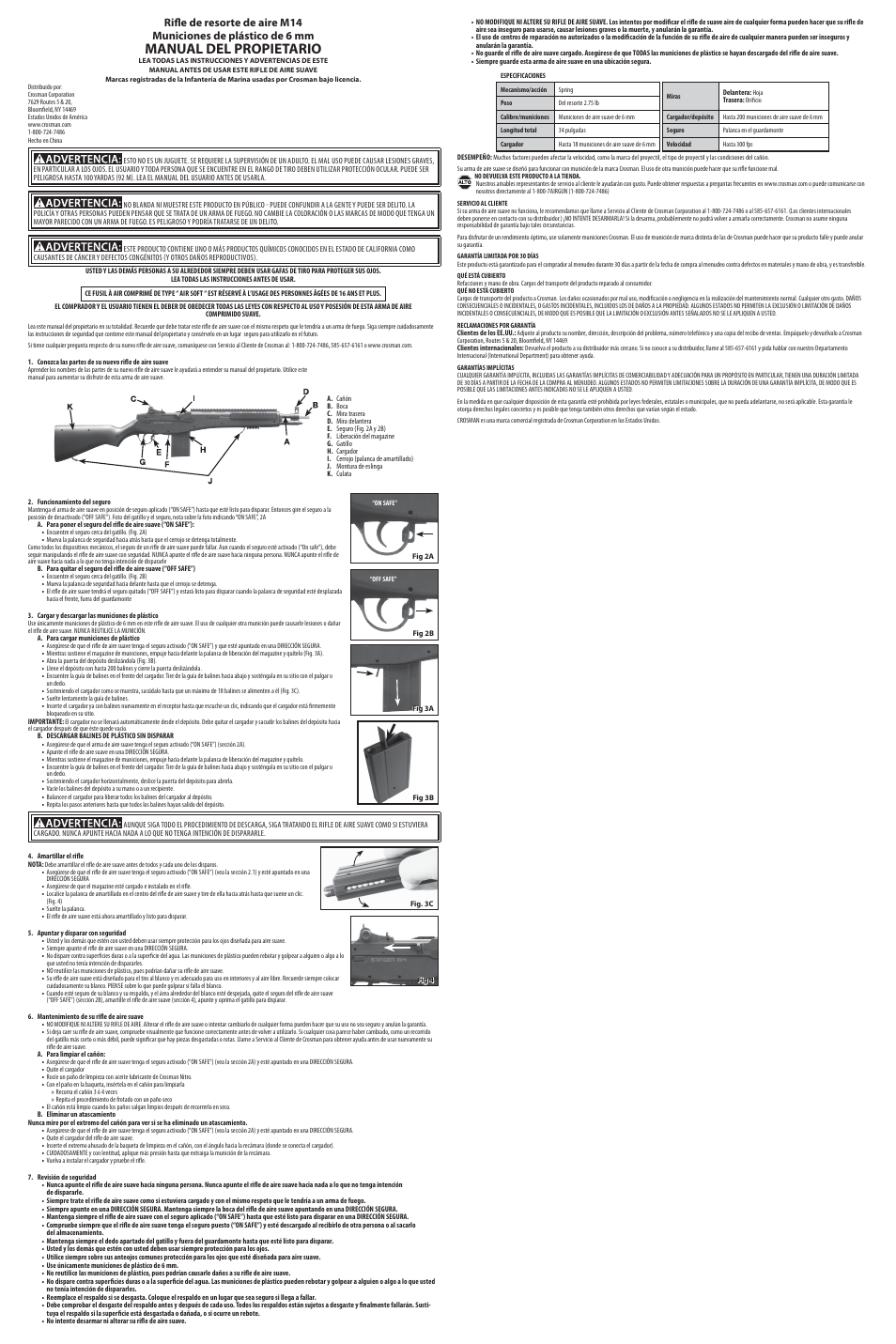 Manual del propietario | Crosman ASM14B User Manual | Page 2 / 3
