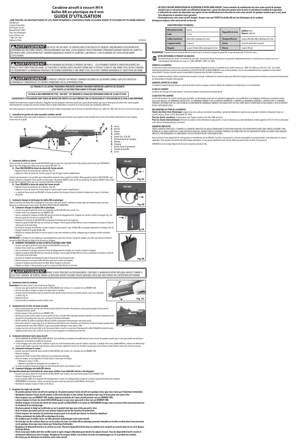 Guide d’utilisation | Crosman ASM14B User Manual | Page 3 / 3