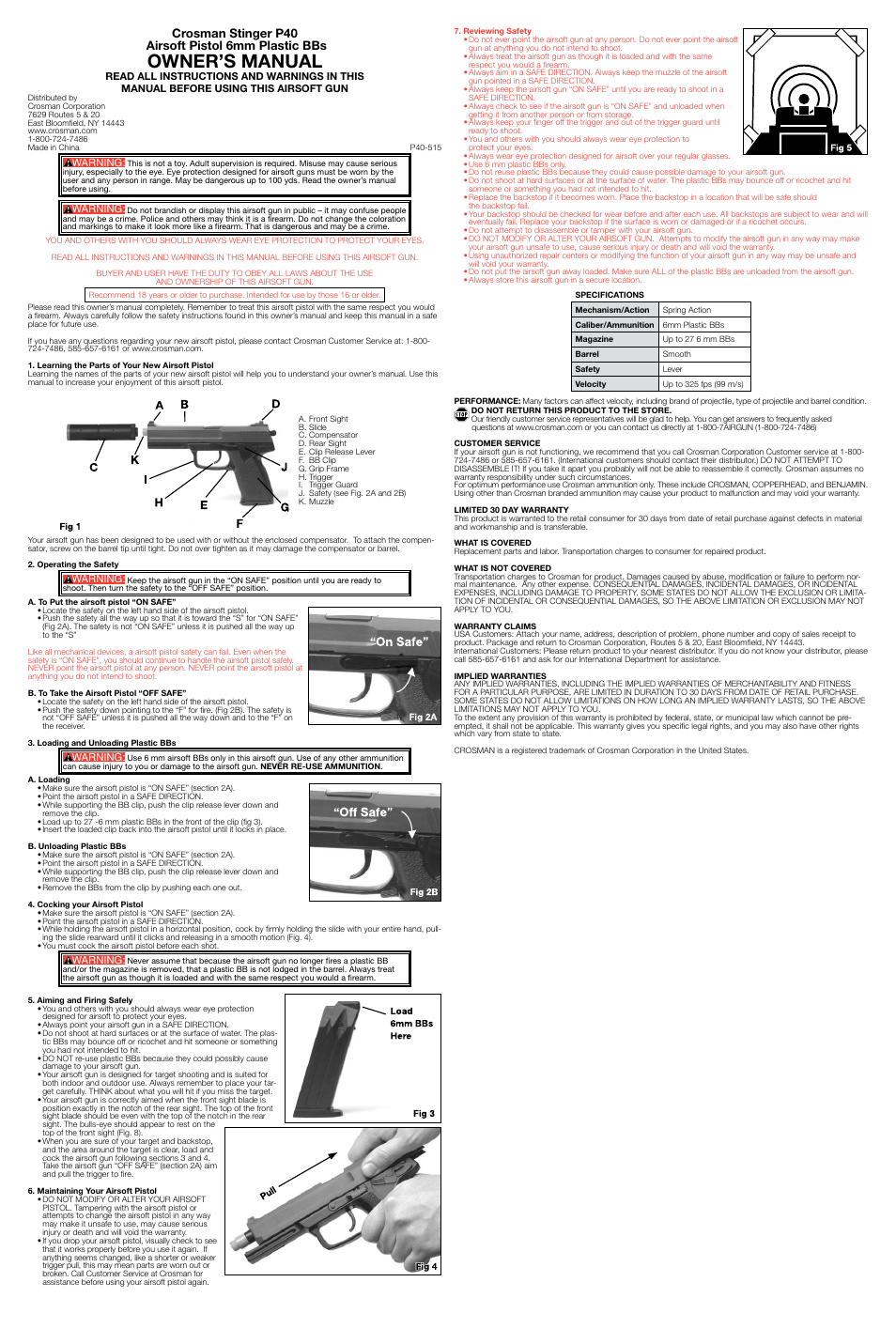 Crosman ASP40C User Manual | 2 pages