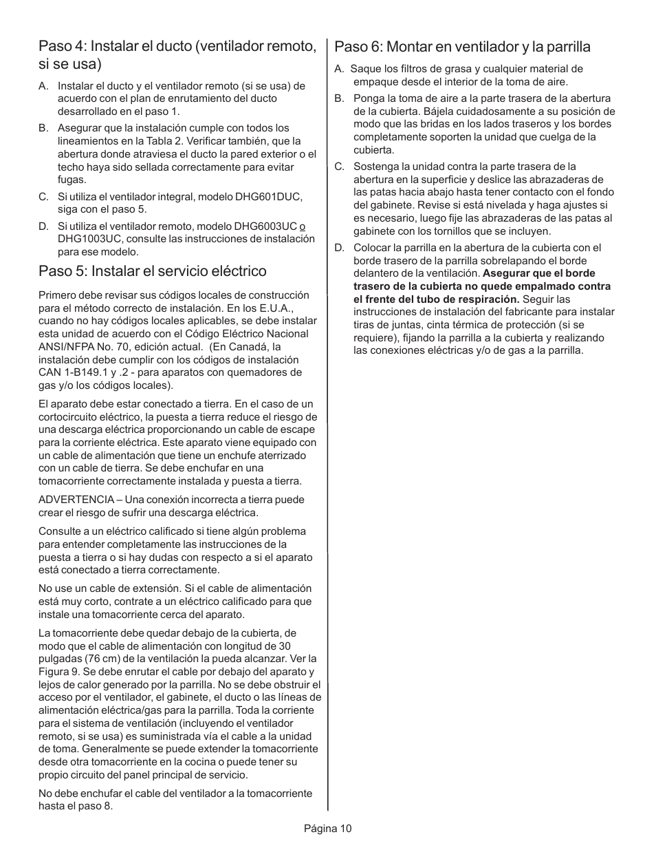 Paso 5: instalar el servicio eléctrico, Paso 6: montar en ventilador y la parrilla | Bosch DHD User Manual | Page 38 / 42