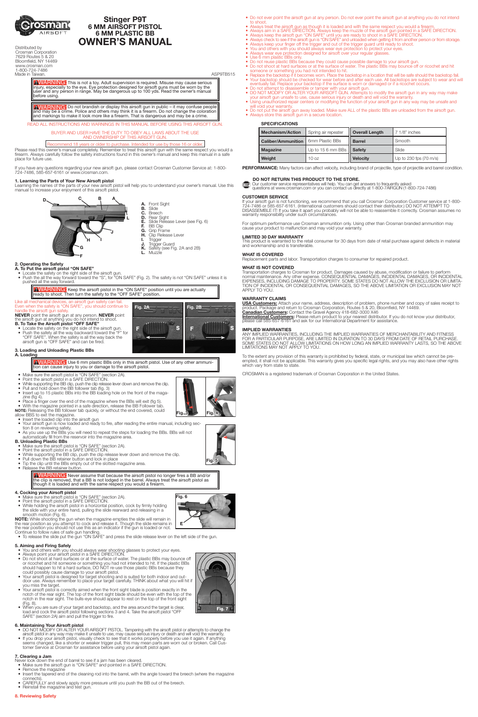 Crosman ASP9T User Manual | 3 pages