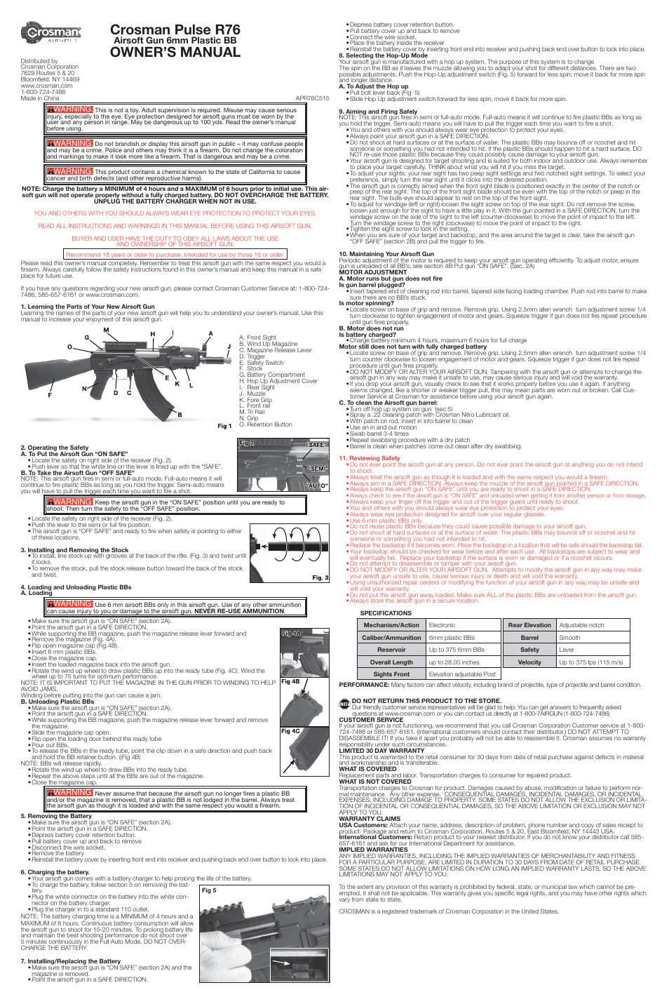 Crosman ASPR76 User Manual | 3 pages