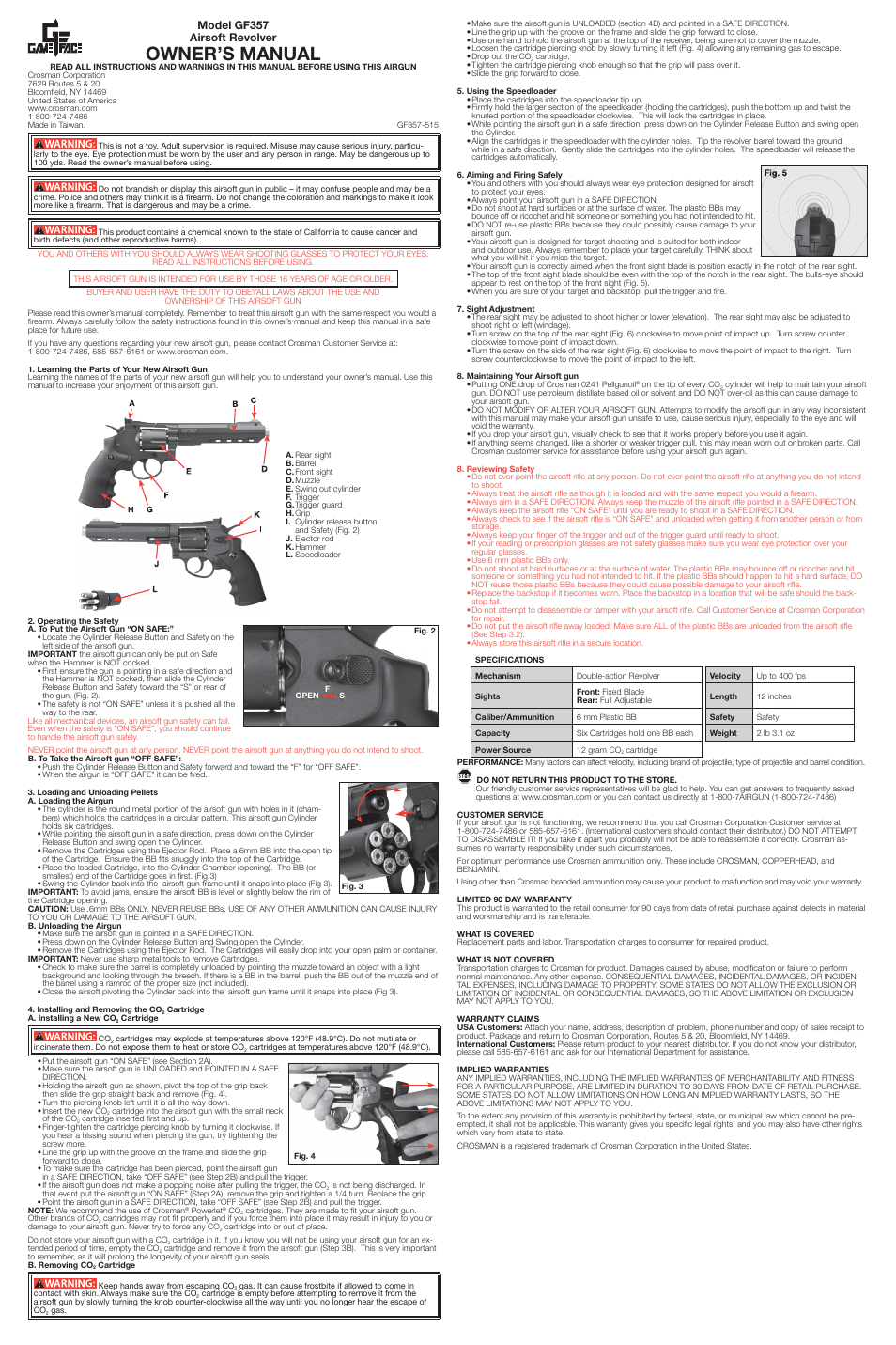 Crosman GF357 User Manual | 3 pages