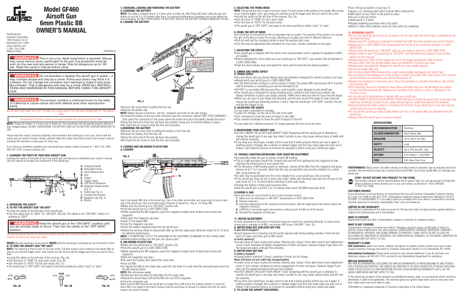Crosman GF460 User Manual | 2 pages