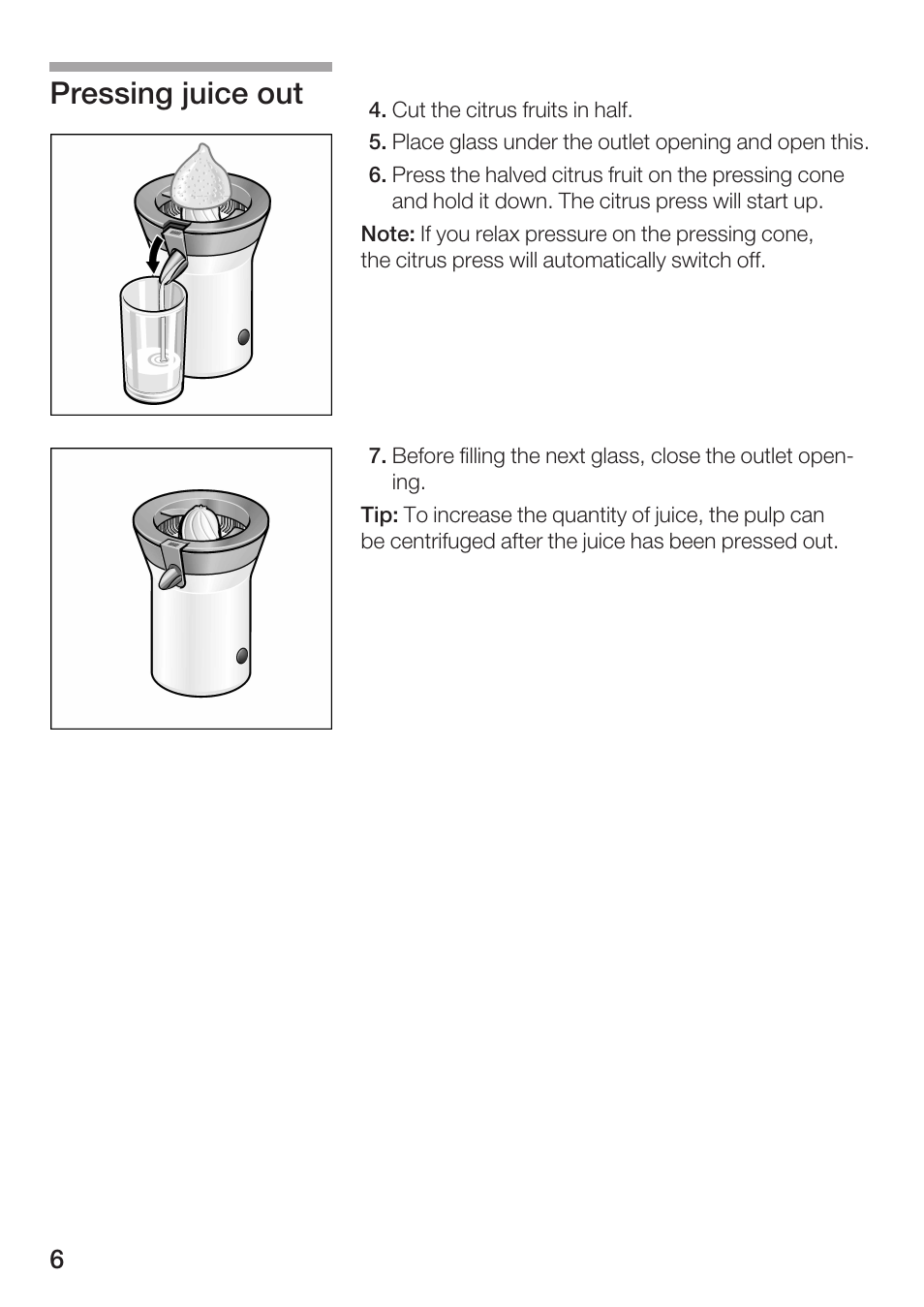 Pressing juice out | Bosch MCP 9110 UC User Manual | Page 6 / 12