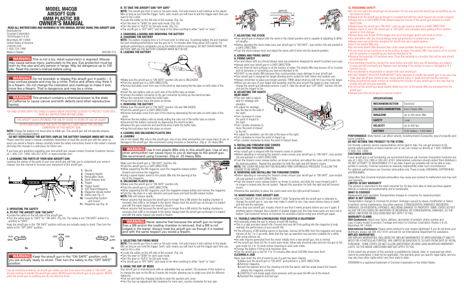 Crosman M4CQB User Manual | 3 pages