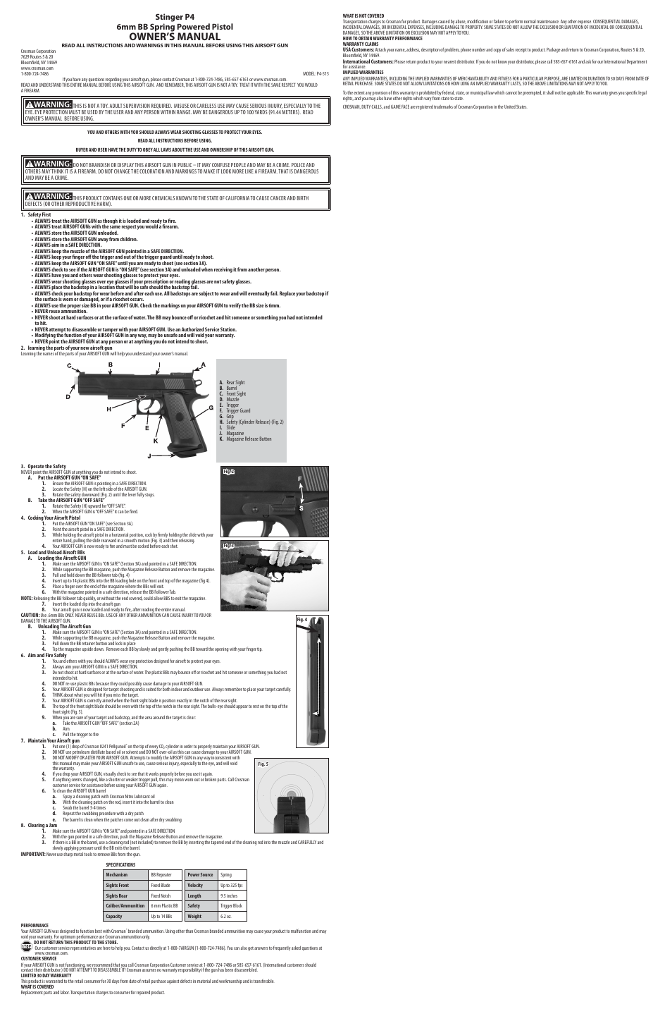 Crosman P4 User Manual | 3 pages