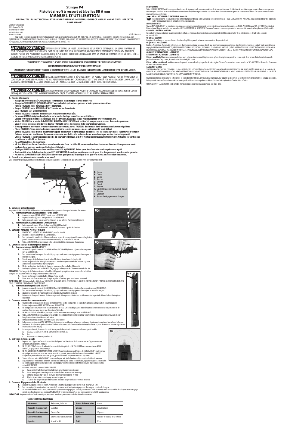 Manuel d’utilisation | Crosman P4 User Manual | Page 3 / 3