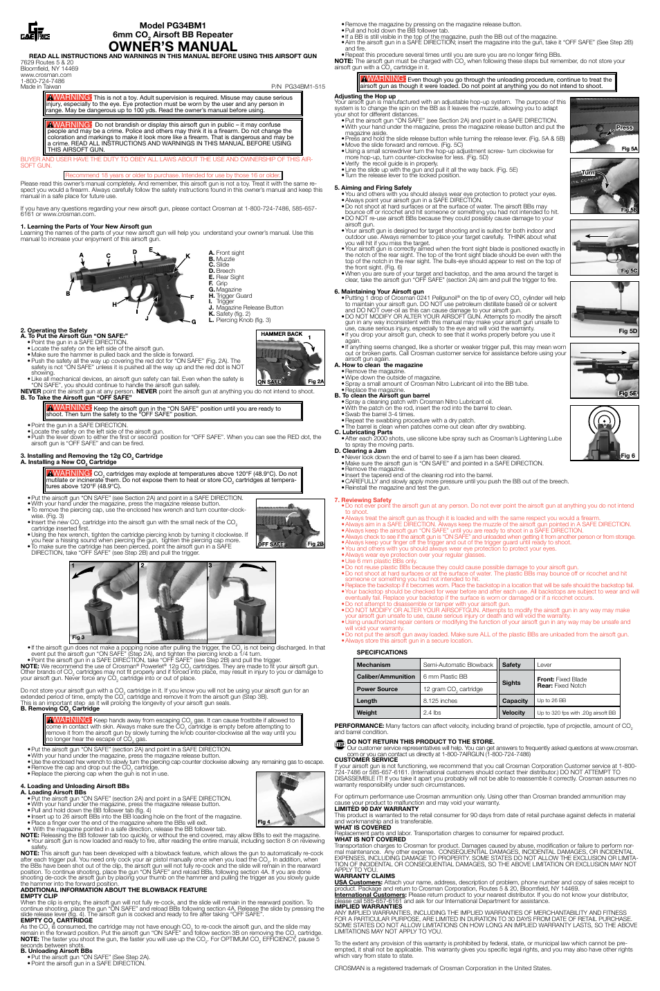 Crosman PG34BM1 User Manual | 2 pages