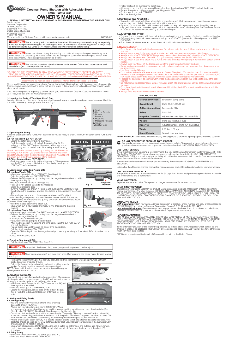 Crosman S32PC User Manual | 3 pages