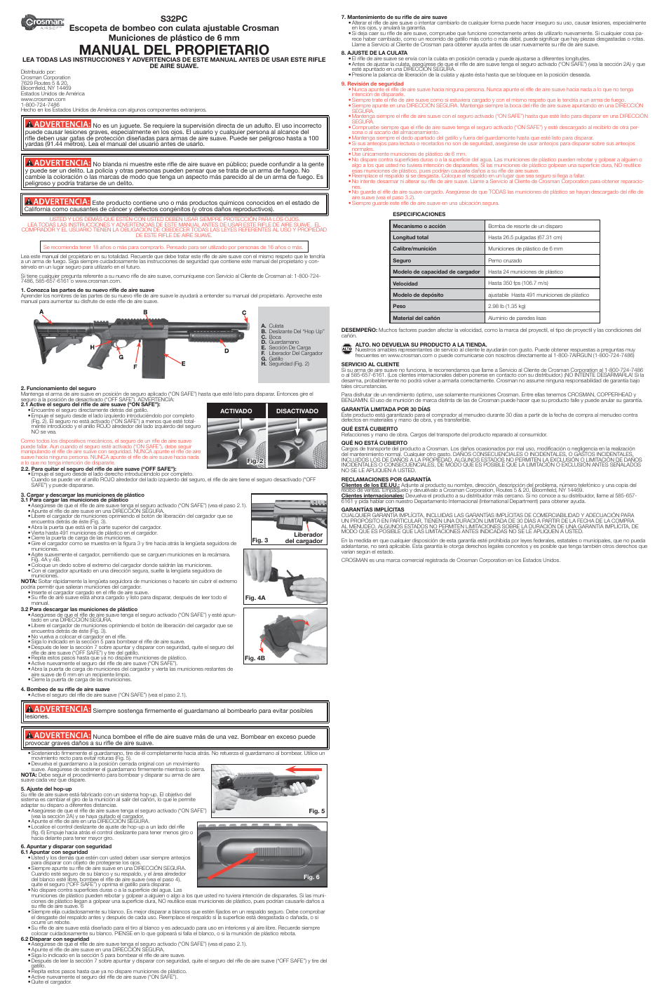 Manual del propietario | Crosman S32PC User Manual | Page 2 / 3