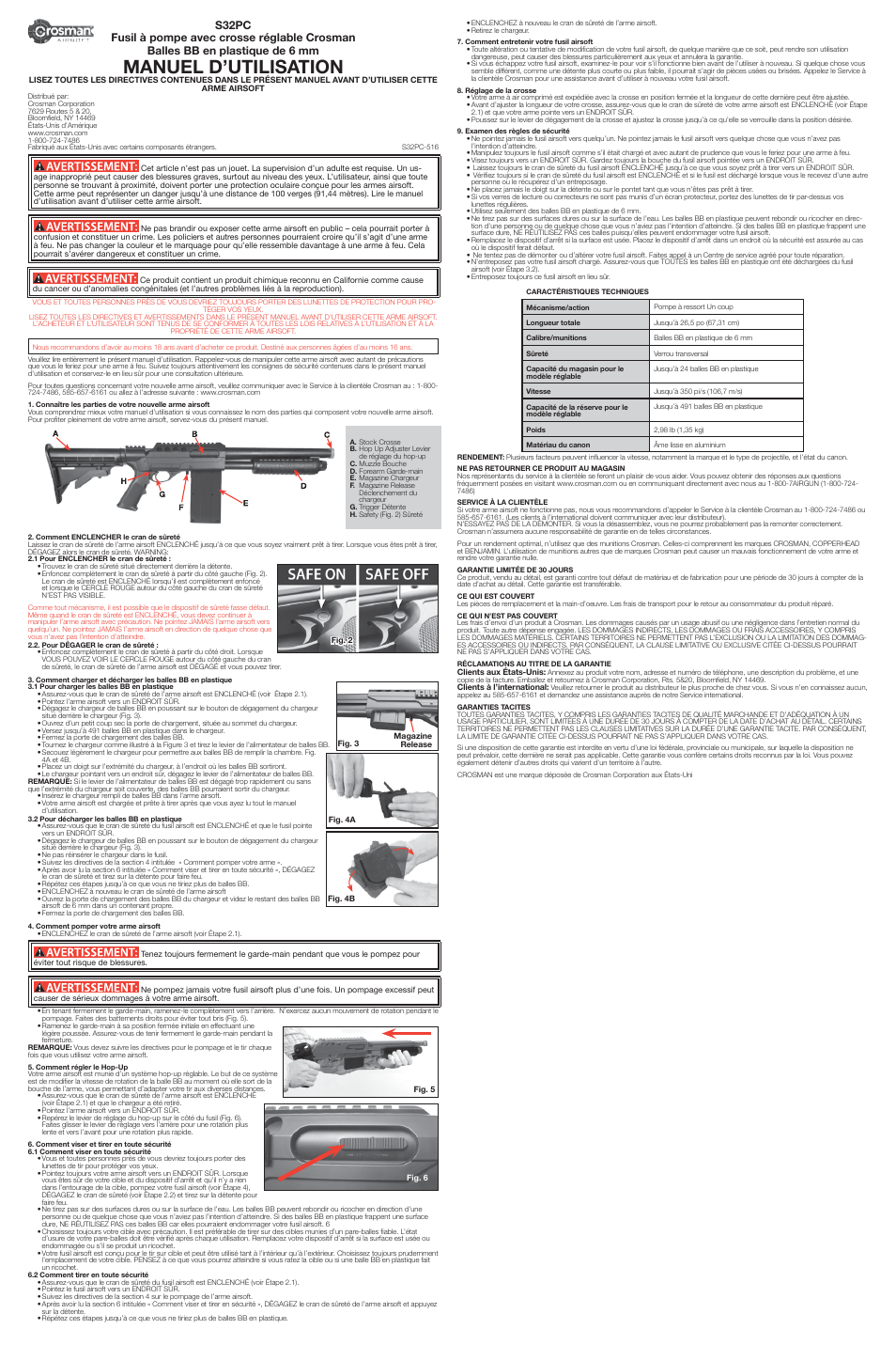 Manuel d’utilisation | Crosman S32PC User Manual | Page 3 / 3