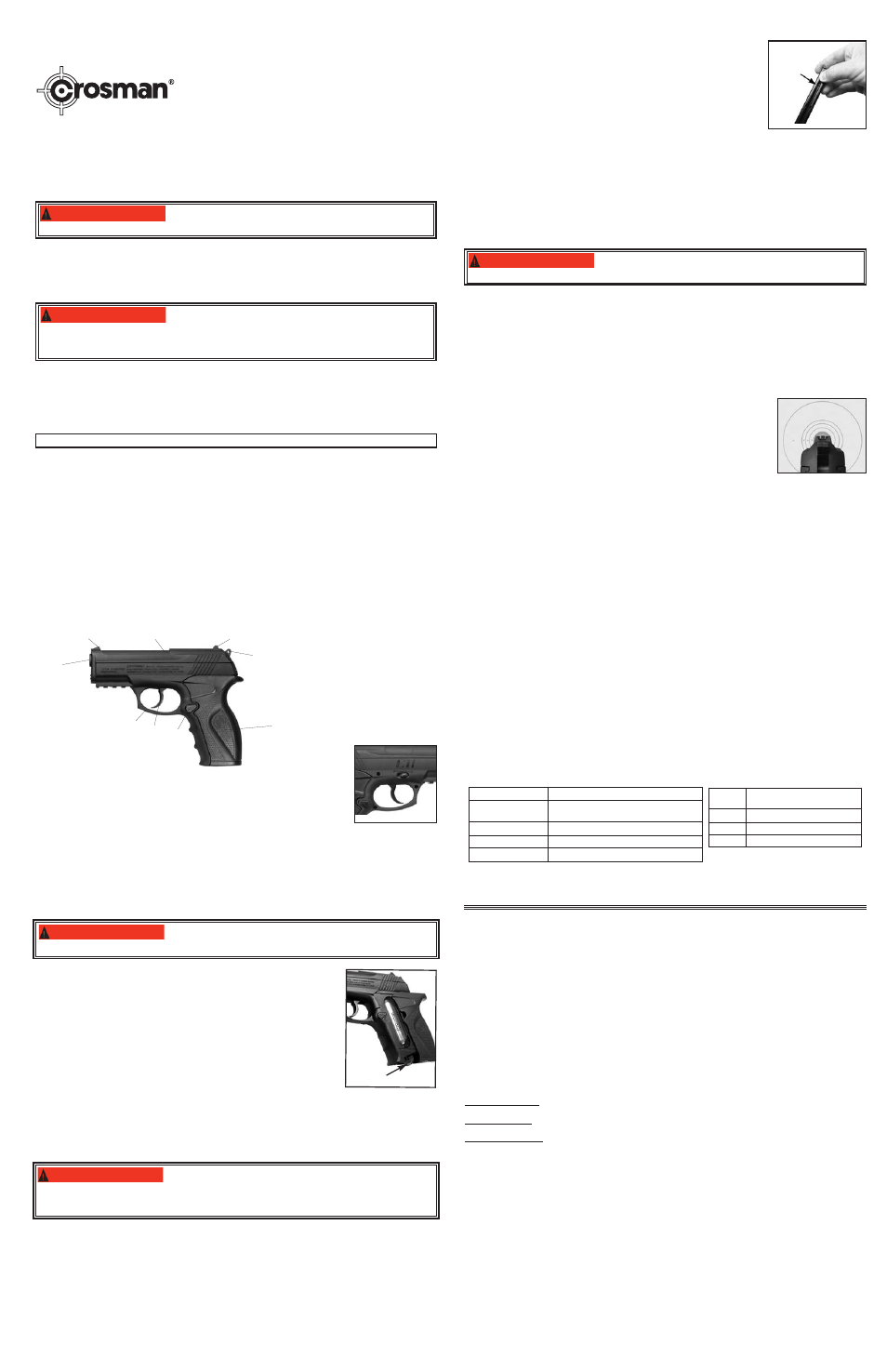 Guide d'utilisation, Airmag c11 modèle samc11, Soft air co2 à répétition bb 6 mm | Mise en garde | Crosman SAMC11 User Manual | Page 3 / 3