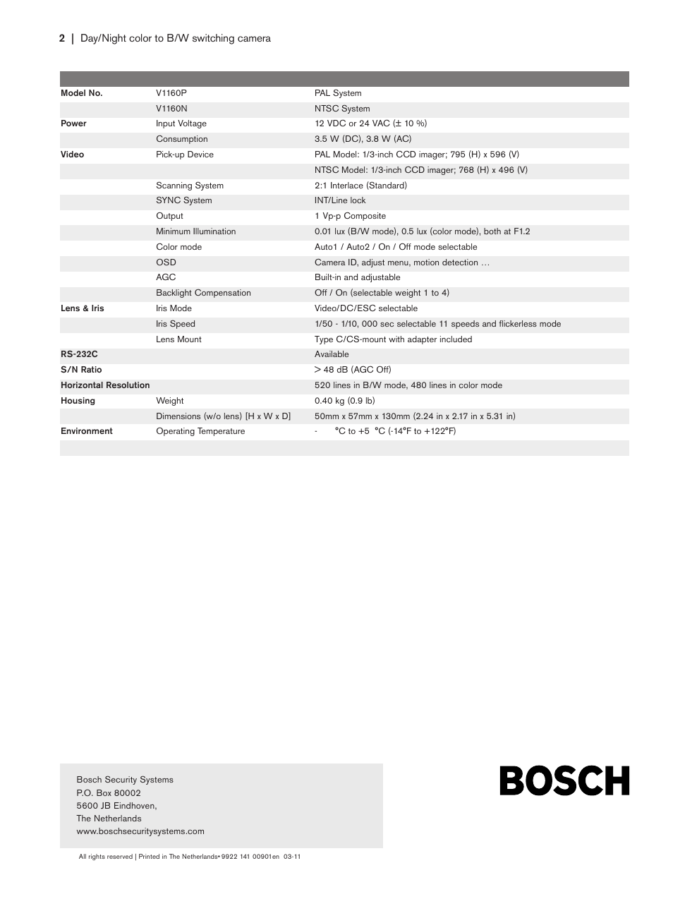 Bosch V1160 User Manual | Page 2 / 2