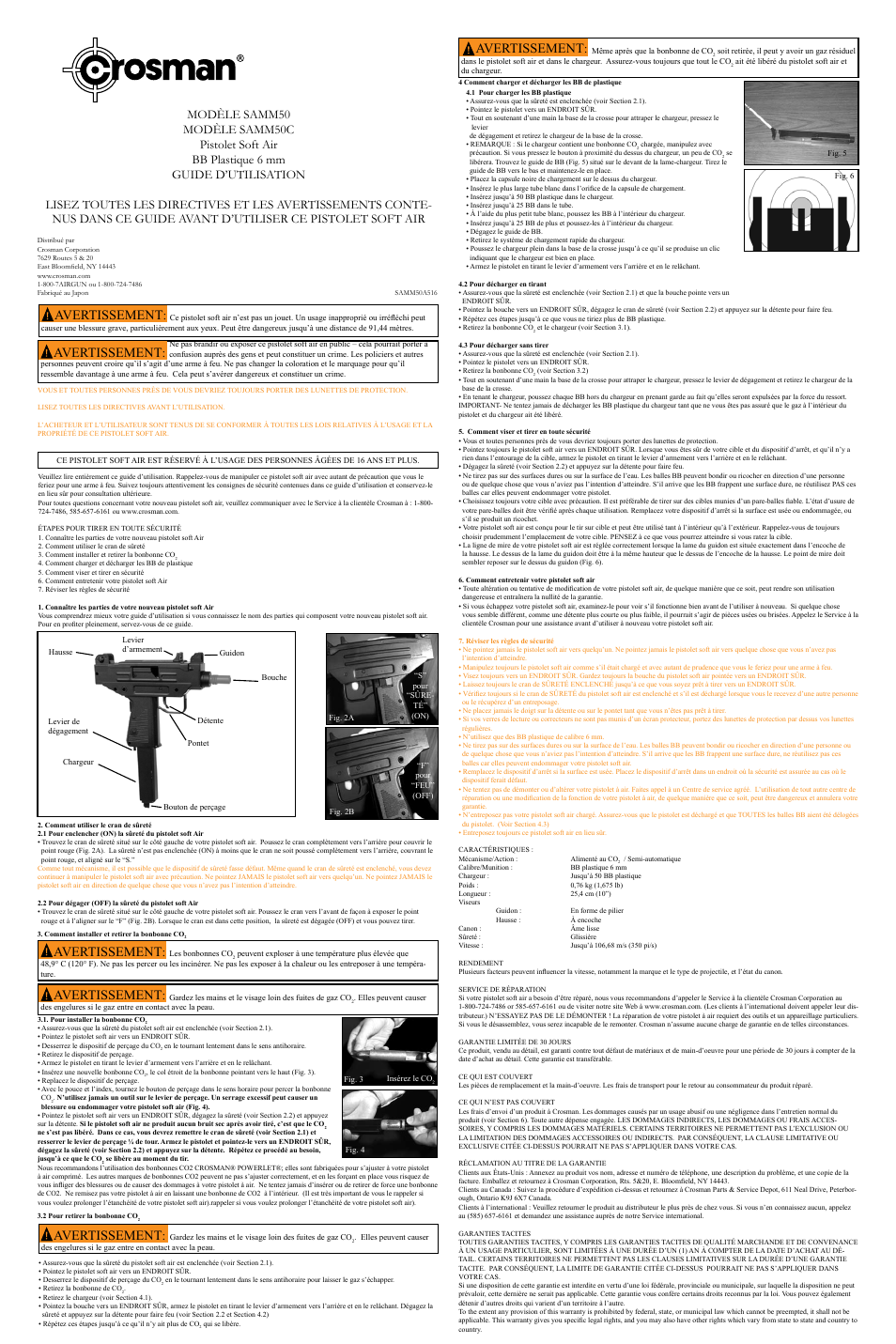 Avertissement | Crosman SAMM50 User Manual | Page 2 / 3