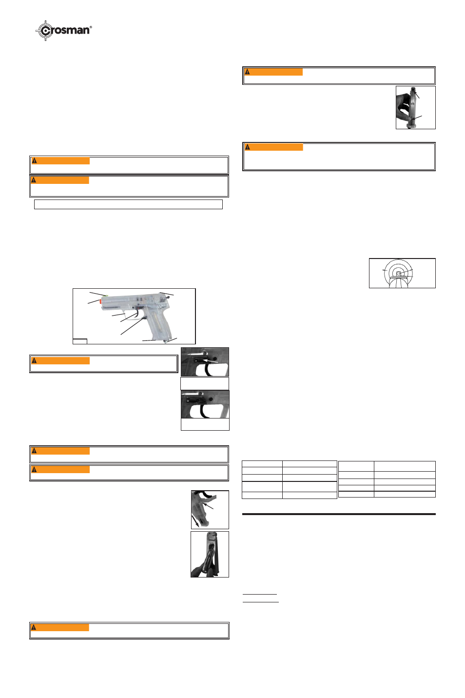 Manual del propietario, Modelo air mag p50 pistola de aire suave, Municiones de plástico 6 mm | Advertencia | Crosman SAMP50 User Manual | Page 2 / 3