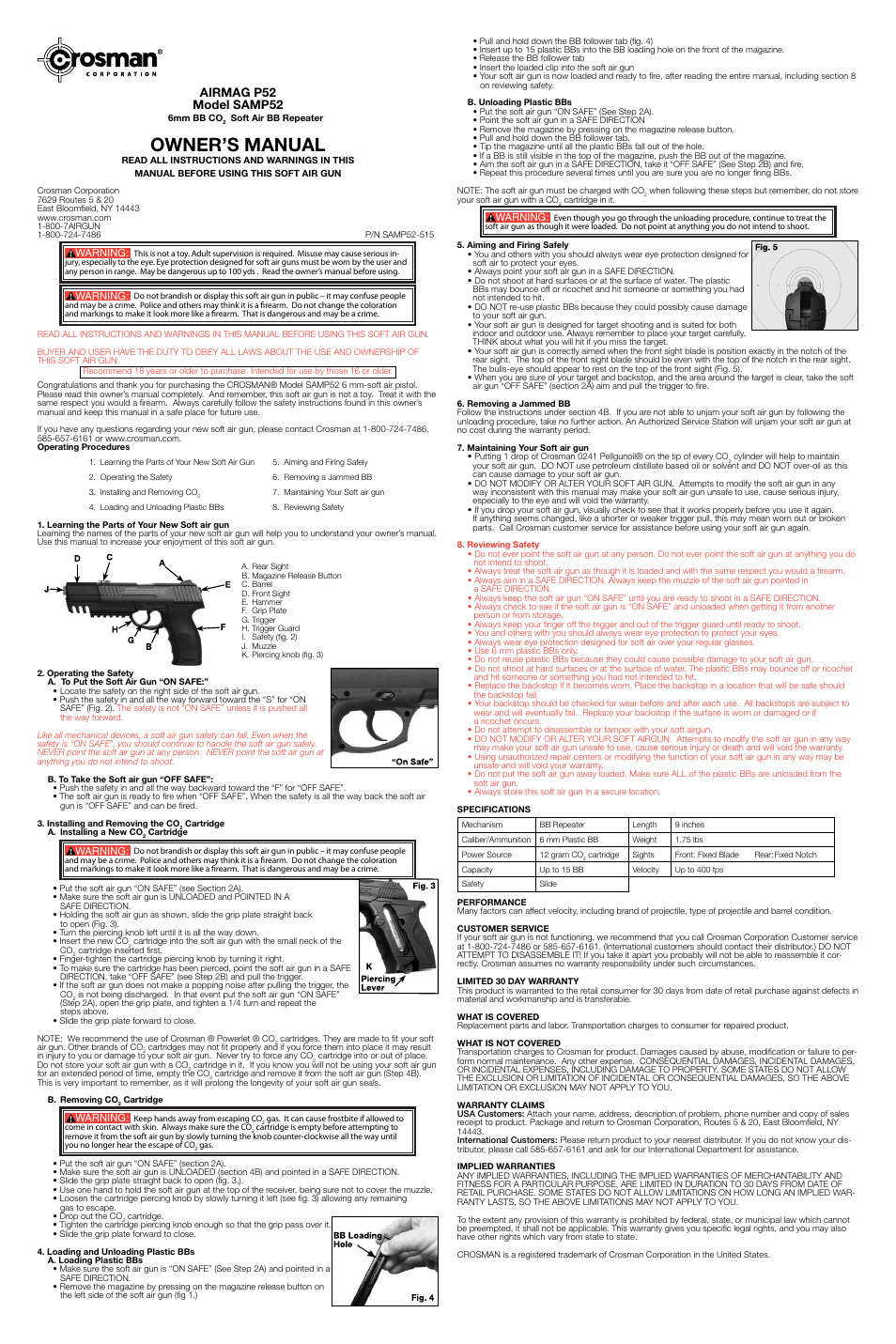 Crosman SAMP52 User Manual | 3 pages