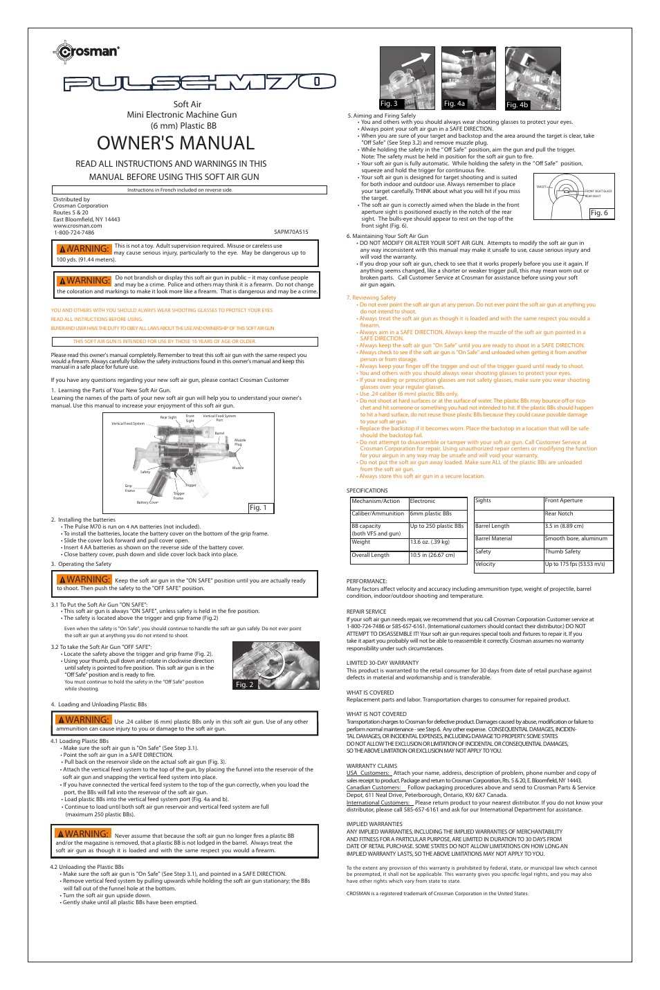 Crosman SAPM70 User Manual | 3 pages