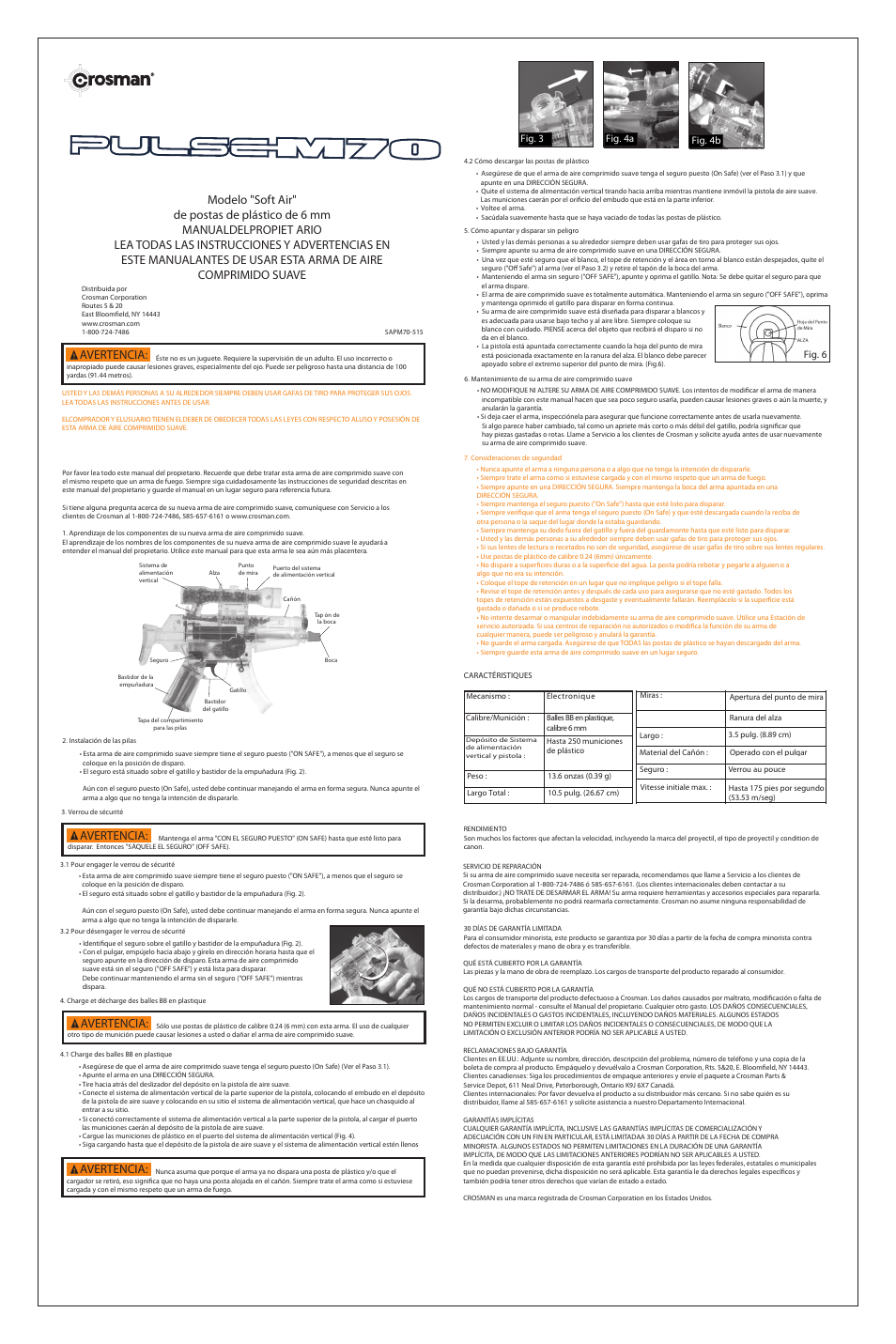 Avertencia | Crosman SAPM70 User Manual | Page 3 / 3