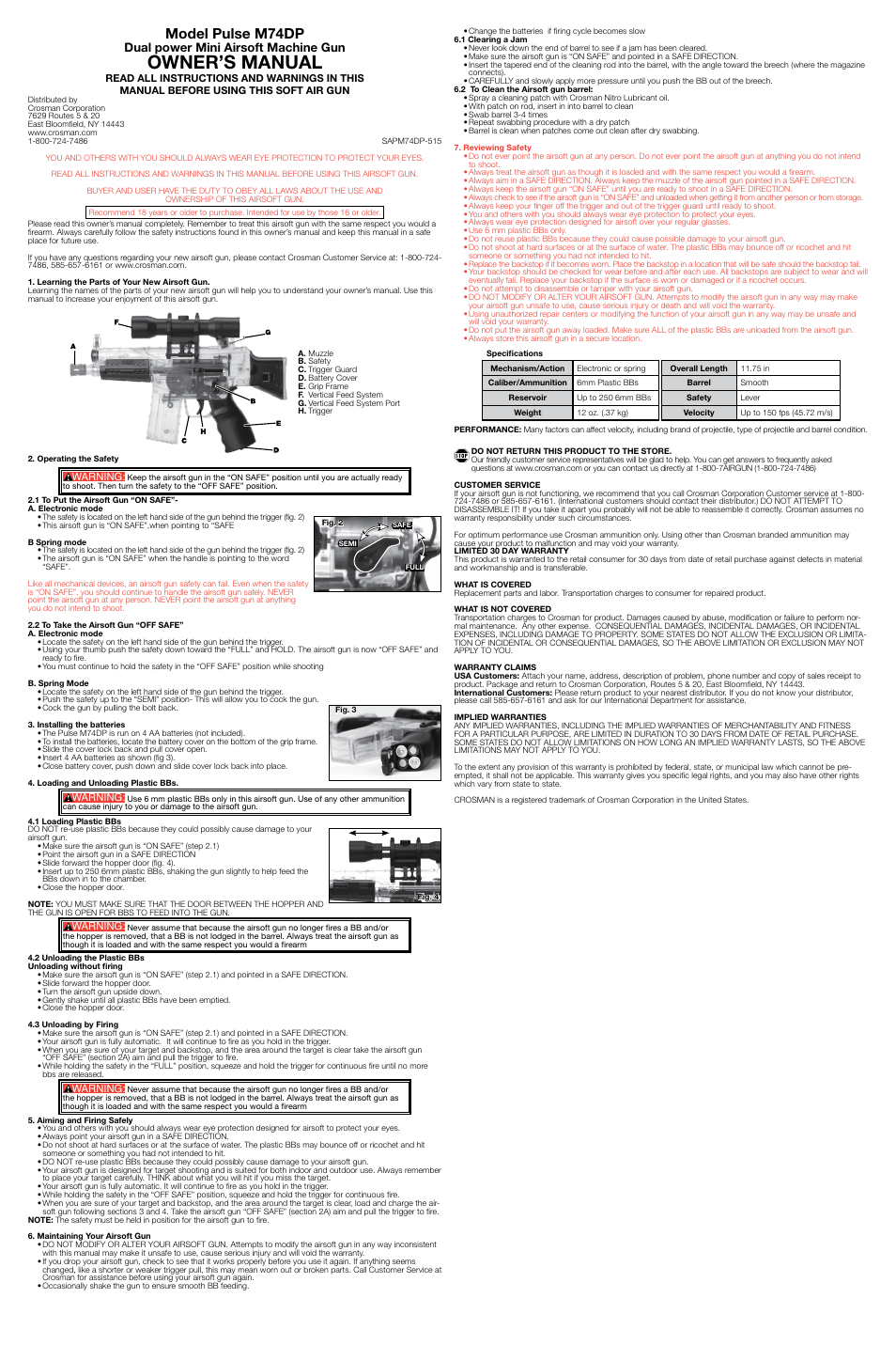 Crosman SAPM74DP User Manual | 3 pages