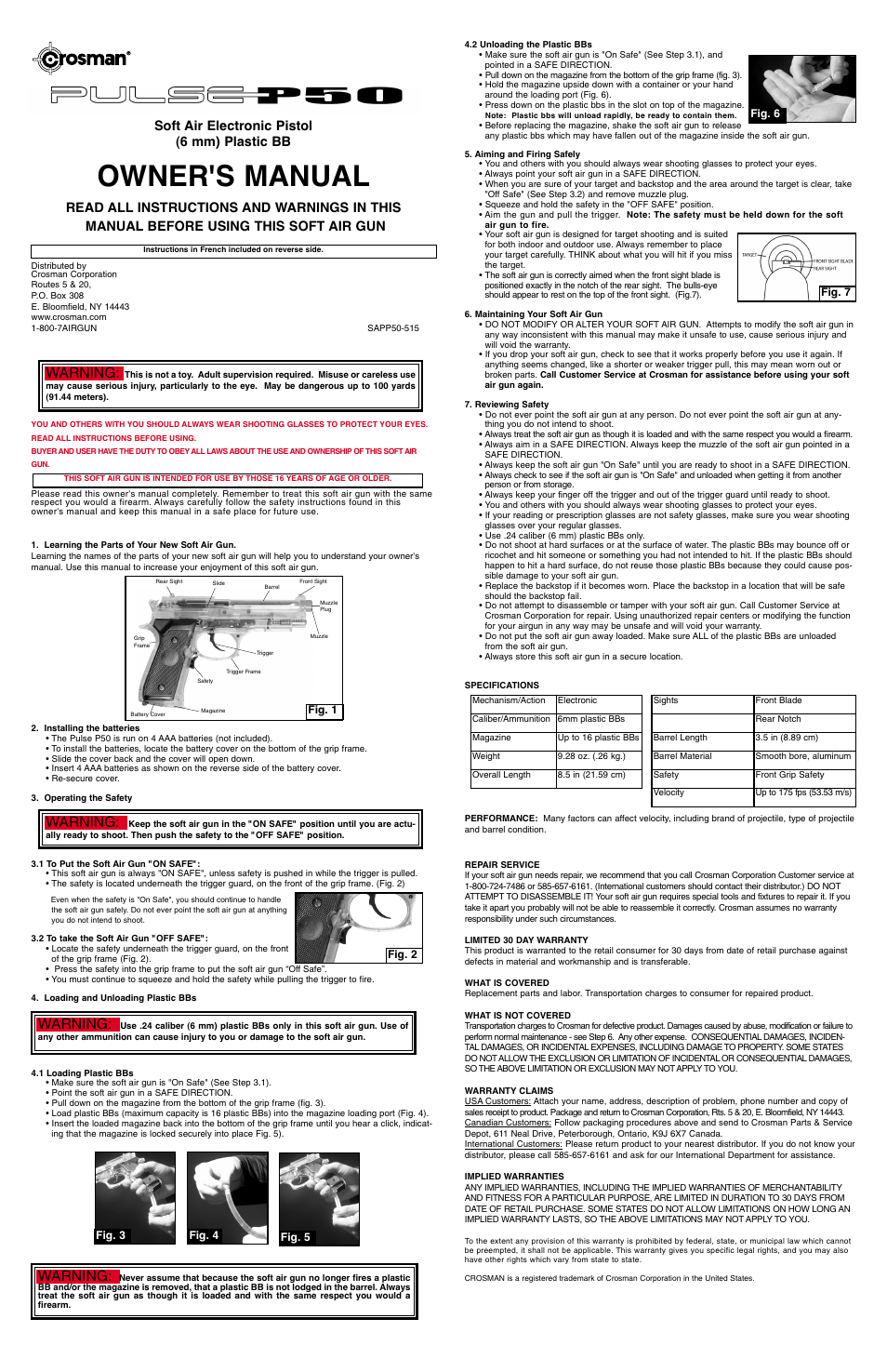 Crosman SAPP50 User Manual | 3 pages