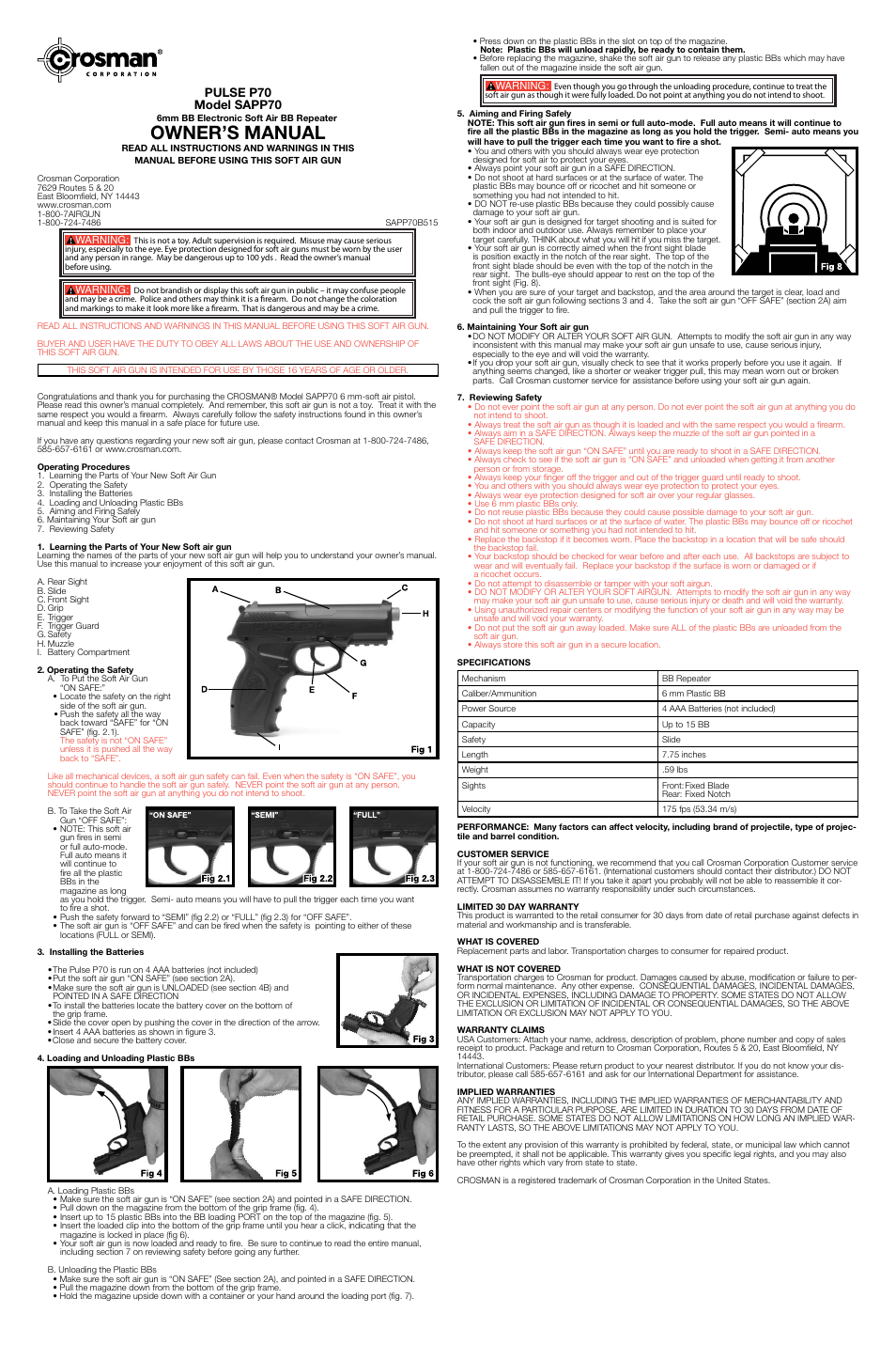 Crosman SAPP70B User Manual | 3 pages